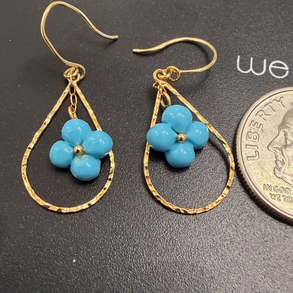 18k Solid Japan Gold Dangling Earrings (PRICE FIRM)